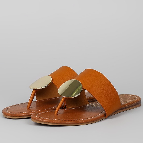 Cognac ornament thong sandals flats - Shoe - Picture 2 of 4